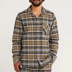 Pendleton Mens Blue Brown Plaid Flannel Pajama Top XL 100% Cotton Button Front